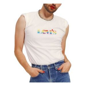 LEVI'S Mens Pride Community White Logo Graphic Classic Fit Jersey Jersey Shirt L